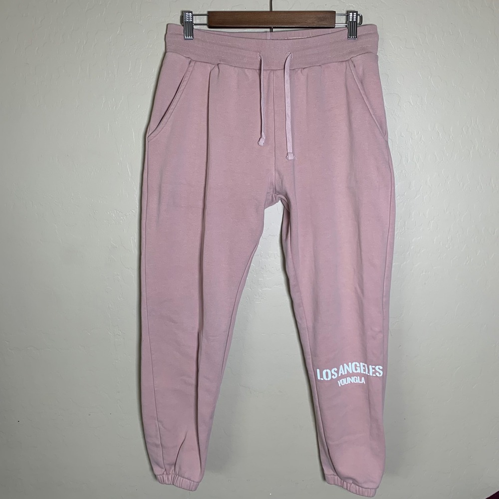 YoungLA Joggers Unisex Medium Pink Los Angeles Graphic Sweatpants